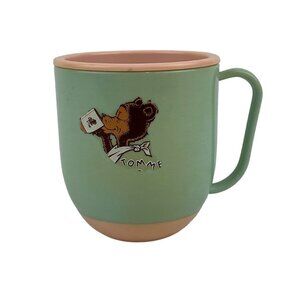 Vintage TOMME TIPPEE Green/Peach Trainer SIPPY CUP Weighted Bottom Bear 1950’s